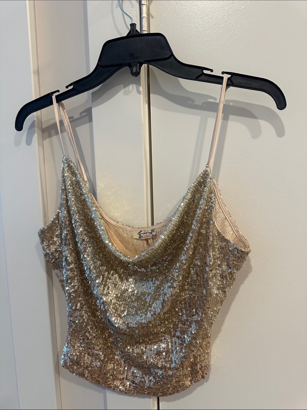 Free People Gold Sequin Cowl Cami